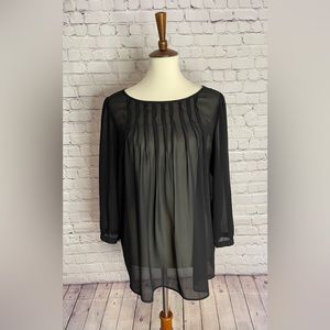 Loft Sheer Black Blouse Size L